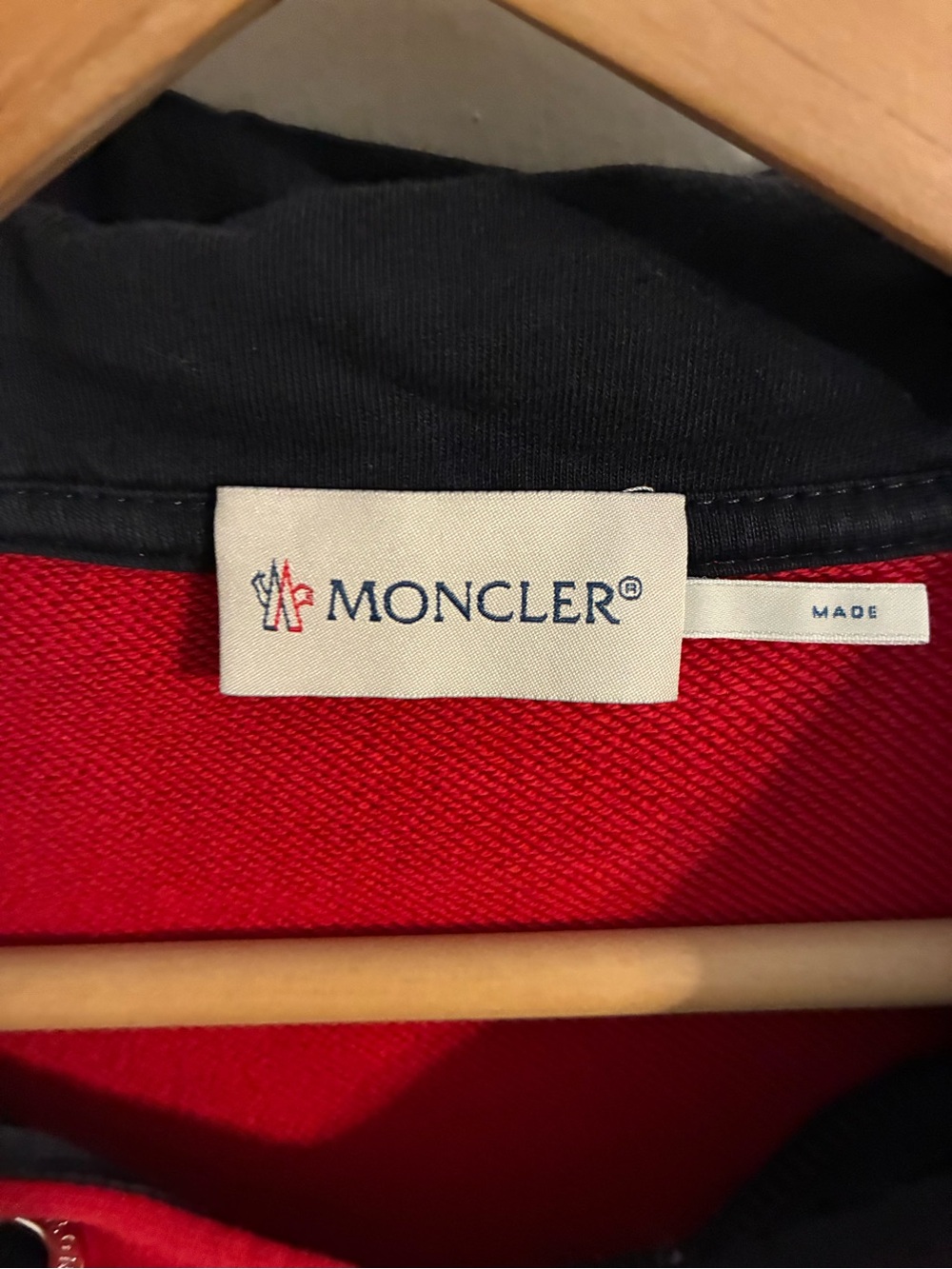 Moncler Men’s Red White and Black Colorblock Hooded Sweatshirt - Picture 10 of 10